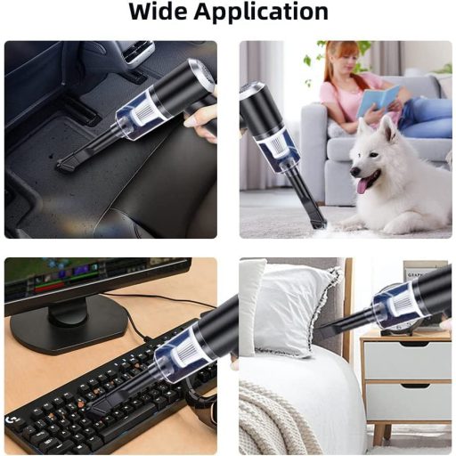 WHJC Akkumulátoros Kézi Porszívó 9000Pa - USB Tölthető Mini Porszívó 4000mAh - Nedves és Száraz Takarításra, Autóba, Otthonra, Állatszőrre (