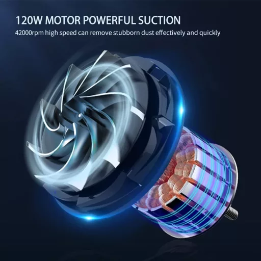 Aspirator auto portabil fără fir WHJC 9000Pa - Mini aspirator USB reîncărcabil 4000mAh - Curățare umedă și uscată, pentru mașină, casă, păr de animale