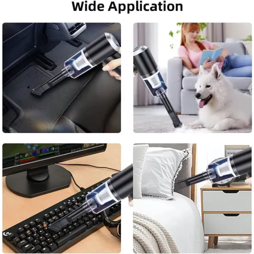 Aspirator auto portabil fără fir WHJC 9000Pa - Mini aspirator USB reîncărcabil 4000mAh - Curățare umedă și uscată, pentru mașină, casă, păr de animale