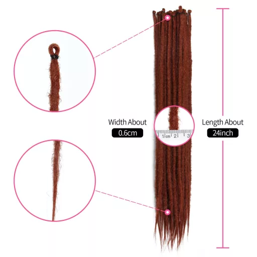 Dsoar Extensii Dreadlock Sintetice Croșetate, Lungime 61cm, 20 Fire