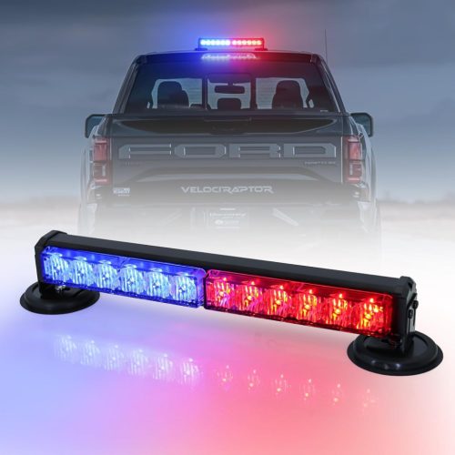 Dinfu 12" LED Figyelmeztető Fénysor - Kék-Piros Villogó Vészjelző Lámpa 14 Üzemmóddal - Autó, Teherautó, Traktor Kompatibilis - 12V Szivargy