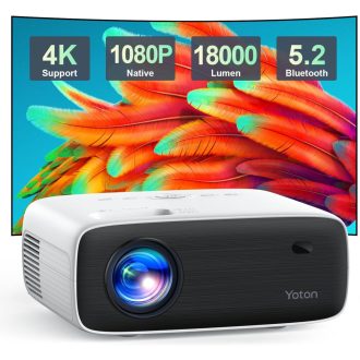   YOTON Y6 4K Projektor - Natív 1080P Full HD, 18000 Lumen, Bluetooth, Hordozható Házimozi Vetítő, iOS/Android/PC/PS5/HDMI/USB Kompatibilis
