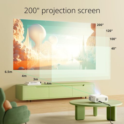 YOTON Y6 4K Projektor - Natív 1080P Full HD, 18000 Lumen, Bluetooth, Hordozható Házimozi Vetítő, iOS/Android/PC/PS5/HDMI/USB Kompatibilis