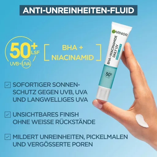 Garnier Invisible Matt SPF 50+ Napvédő Fluid Akné és Pattanások Ellen 40ml