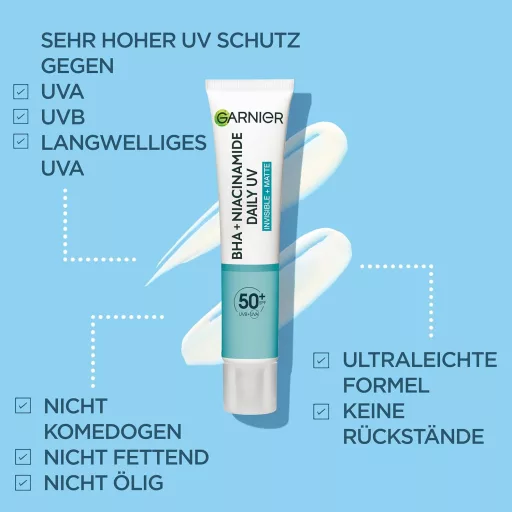 Garnier Invisible Matt SPF 50+ Napvédő Fluid Akné és Pattanások Ellen 40ml