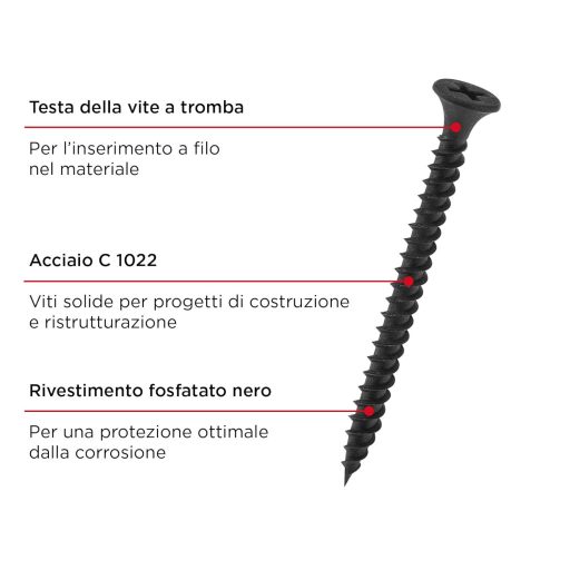 kwb Gipszkartón Csavar 3.9x25mm PH2 350db Fekete Foszfátozott Finom Menet