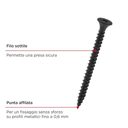 kwb Gipszkartón Csavar 3.9x25mm PH2 350db Fekete Foszfátozott Finom Menet