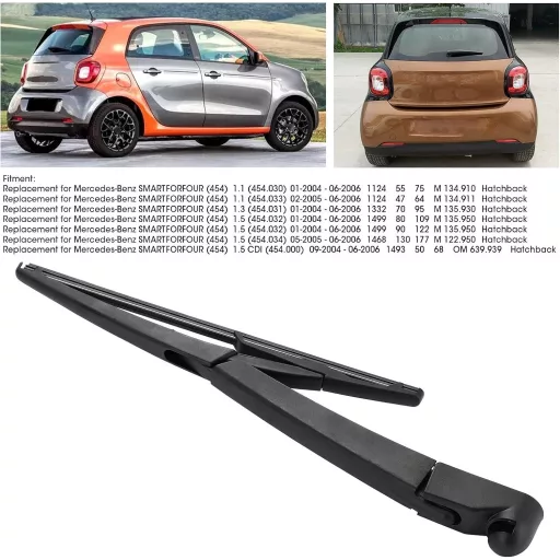 Braț ștergător lunetă cu lamă cauciuc Yctze pentru Smart Forfour - Durabil, Silențios, Montare Ușoară