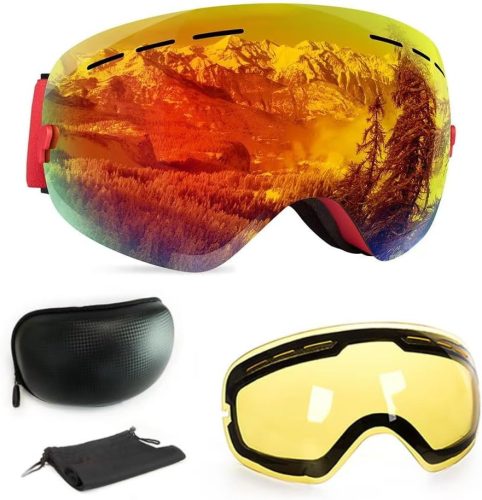 WLZP Síszemüveg Cserélhető Szférikus Lencsével - Páramentes, UV-védelemmel, Téli Sportokhoz, Snowboardozáshoz - Férfiaknak, Nőknek
