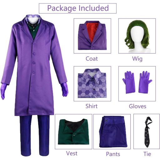 Pánsky kostým klauna Mrsclaus, 8-dielna fialová súprava s kabátom na Halloween