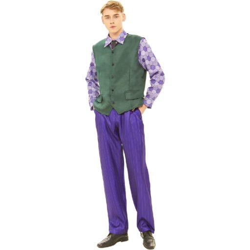 Costum de clovn Mrsclaus pentru bărbați, 8 piese, mov, cu haină, pentru Halloween