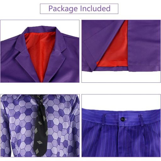 Costum de clovn Mrsclaus pentru bărbați, 8 piese, mov, cu haină, pentru Halloween