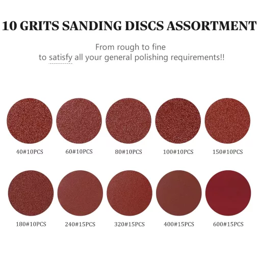 Selead 120 darabos csiszolópapír szett 125mm 8 lyukas P40-600 szemcseméret