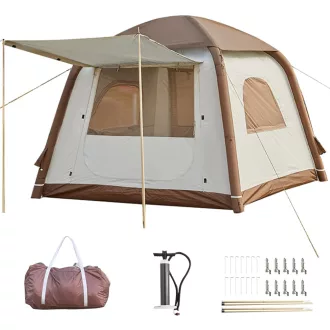   DanCoom felfújható sátor 2-8 személyes camping sátor esővédővel - Small (2-4 people) brown/beige
