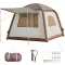 DanCoom felfújható sátor 2-8 személyes camping sátor esővédővel - Small (2-4 people) brown/beige