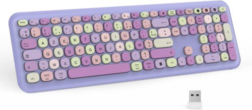 Tastatură Bluetooth AZERTY mov Seenda - Multi-dispozitiv, reîncărcabilă, compatibilă cu Windows/Mac/Android