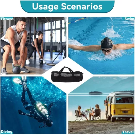 Rucsac din plasă pentru echipament de scufundări HERCHR, 96x32cm, pentru plajă