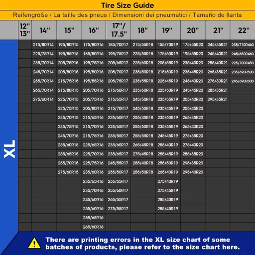 highsam Super Grip Textil Hóláncok Autókhoz - XL Méret, EN 16662-1 Tanúsítvány, 2 db Hózokni, Tapadást Segítő Eszköz SUV és Terepjárókhoz