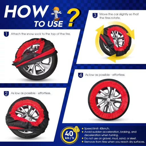Textilné snehové reťaze highsam Super Grip pre osobné automobily - veľkosť XL, certifikát EN 16662-1, 2 ks snehové návleky, pomôcka na zlepšenie trakcie pre SUV a terénne vozidlá