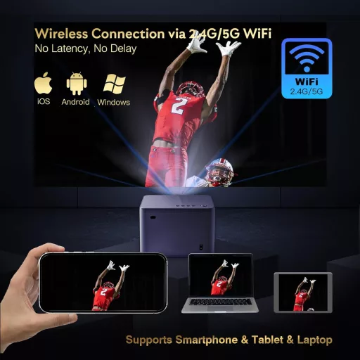 Proiector YEZMEK 4K 20000L Nativ 1080P WiFi Bluetooth Focalizare Electrică Corecție Keystone 6D Portabil Home Cinema