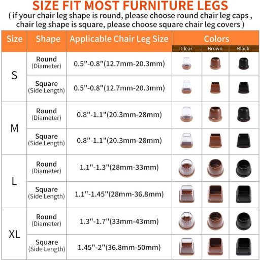 Ezprotekt Protecție Pătrată pentru Picioare de Mobilier 5cm Negru Material Antiderapant