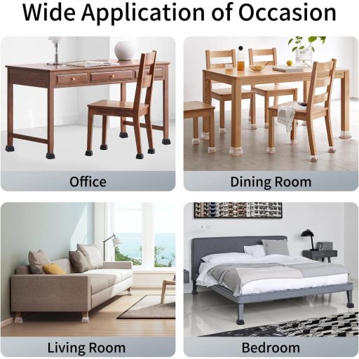 Ezprotekt Protecție Pătrată pentru Picioare de Mobilier 5cm Negru Material Antiderapant