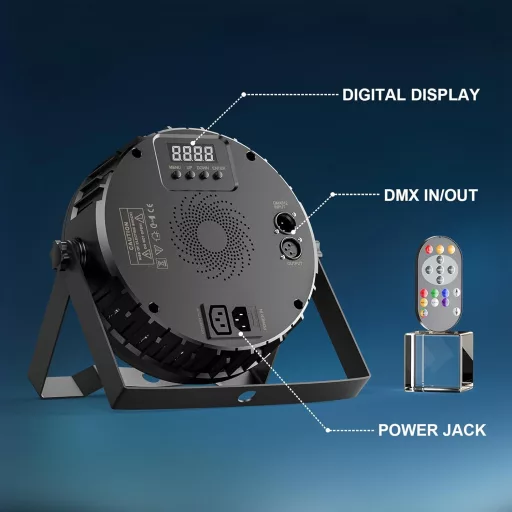 Reflector LED Par Ukfog 216W RGBW - 27x8W DMX Lumini Disco cu Telecomandă - 6 Moduri de Iluminare Scenă pentru Petreceri DJ, Nunți, Crăciun