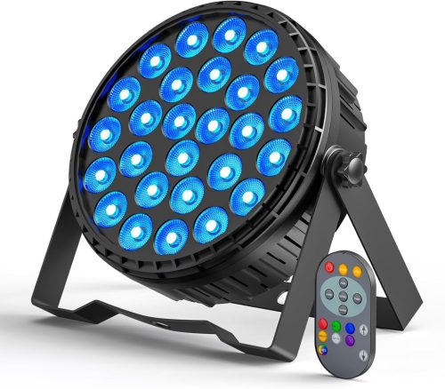 Reflector LED Par Ukfog 216W RGBW - 27x8W DMX Lumini Disco cu Telecomandă - 6 Moduri de Iluminare Scenă pentru Petreceri DJ, Nunți, Crăciun