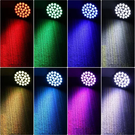 Reflector LED Par Ukfog 216W RGBW - 27x8W DMX Lumini Disco cu Telecomandă - 6 Moduri de Iluminare Scenă pentru Petreceri DJ, Nunți, Crăciun