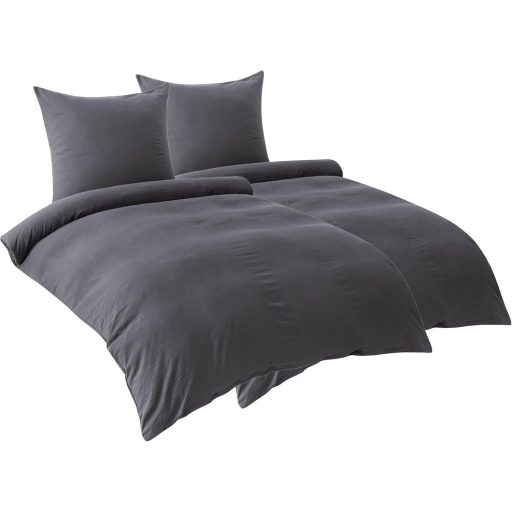 BEDSURE 4 részes ágyneműhuzat szett 135x200 cm antracit, pamut-szerű puha