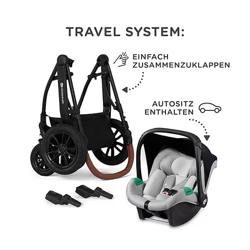 Kinderkraft XMOOV 3v1 Kombinovaný kočík I-SIZE 40-75cm so športovou časťou a autosedačkou, sivý