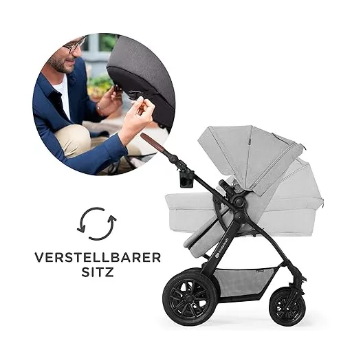 Kinderkraft XMOOV 3v1 Kombinovaný kočík I-SIZE 40-75cm so športovou časťou a autosedačkou, sivý