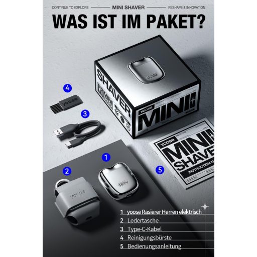 Yoose Mini elektrický holiaci strojček pre mužov, IPX7 vodoodolný, 7200 ot./min.