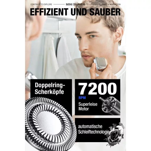 Yoose Mini Elektromos Borotva Férfiaknak IPX7 Vízálló 7200 RPM