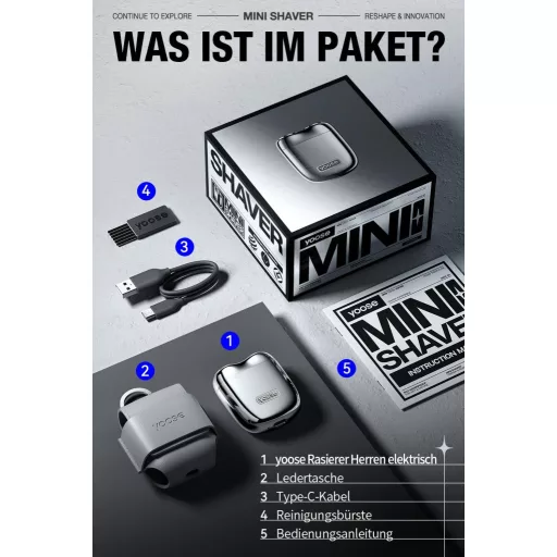 Yoose Mini Elektromos Borotva Férfiaknak IPX7 Vízálló 7200 RPM