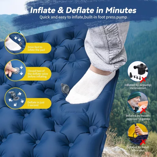 HiiPeak Önfelfújó Kempingmatrac 2 Személyes 120x200cm Párnával