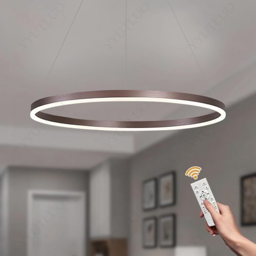 YYUTLUO Lustră LED Modernă Circulară - Maro Auriu, 60 cm, 29W, Control Intensitate Luminoasă cu Telecomandă, Aluminiu-Acrilic, Lampă de Plafon pentru Living