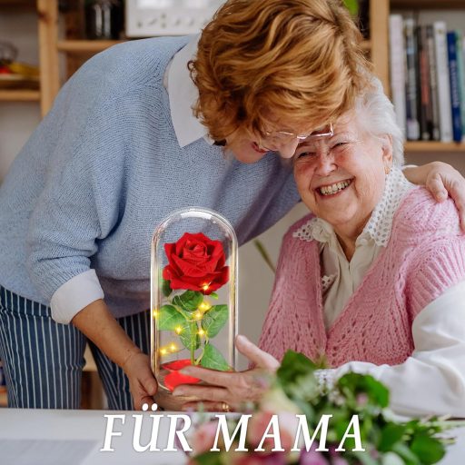 BOLEi Örök Rózsa Üvegbúra Alatt LED Világítással - Romantikus Vörös Művirág Dekoráció Nőknek, Szépség és a Szörnyeteg Stílusú Ajándék Felesé