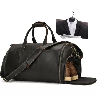   LUUFAN Bőr Utazótáska Cipőtartóval Sötétbarna Öltöny Szállító Táska Férfi Női