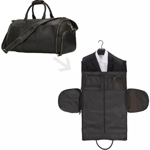 LUUFAN Bőr Utazótáska Cipőtartóval Sötétbarna Öltöny Szállító Táska Férfi Női