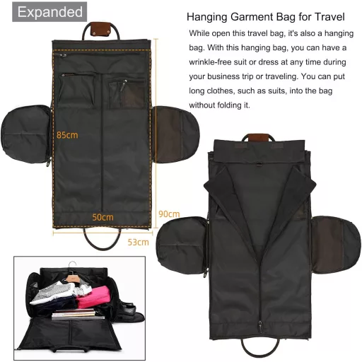 LUUFAN Bőr Utazótáska Cipőtartóval Sötétbarna Öltöny Szállító Táska Férfi Női