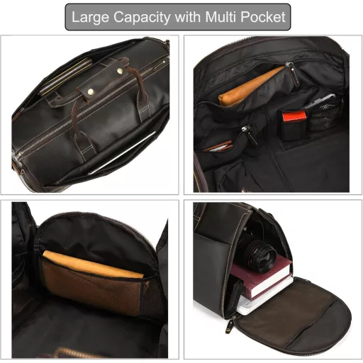 LUUFAN Bőr Utazótáska Cipőtartóval Sötétbarna Öltöny Szállító Táska Férfi Női