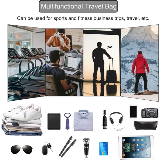 Geantă de voiaj LUUFAN din piele, maro închis, cu compartiment pentru pantofi, husă de costum, bărbați și femei.