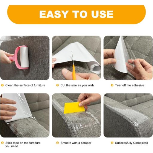 Bandă transparentă de protecție anti-zgârieturi Meloditrunk 20cm x 5m - Folie de protecție pentru mobilă, pentru pisici, câini, autoadezivă, îndepărtare fără urme, uz interior