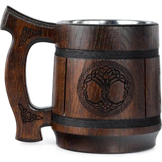   TESLYAR Viking Sörös Bögre 0,6L Fa Életfa Gravírozással Ajándék