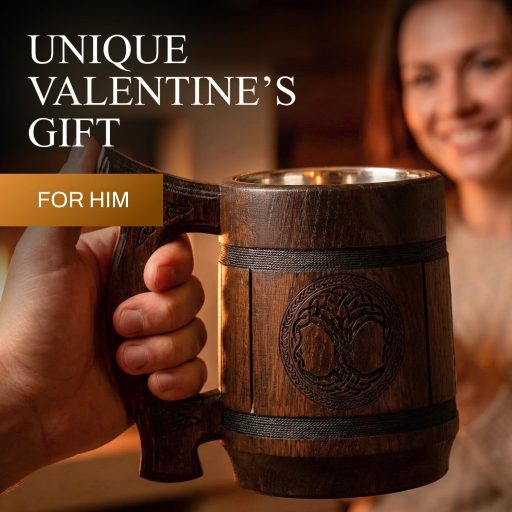 TESLYAR Viking Sörös Bögre 0,6L Fa Életfa Gravírozással Ajándék