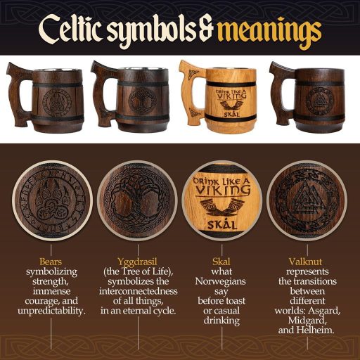 TESLYAR Viking Sörös Bögre 0,6L Fa Életfa Gravírozással Ajándék