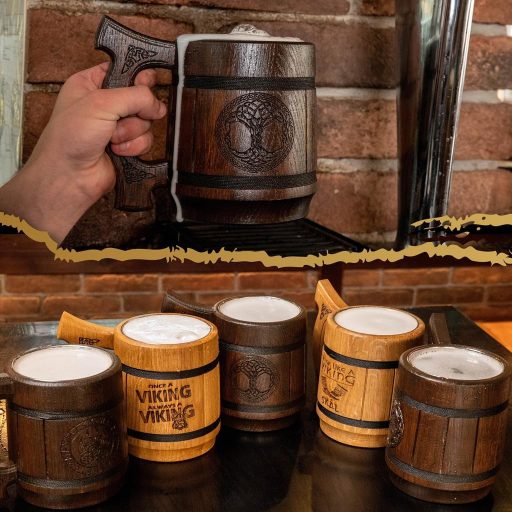 TESLYAR Viking Sörös Bögre 0,6L Fa Életfa Gravírozással Ajándék