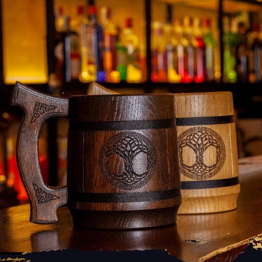 TESLYAR Viking Sörös Bögre 0,6L Fa Életfa Gravírozással Ajándék