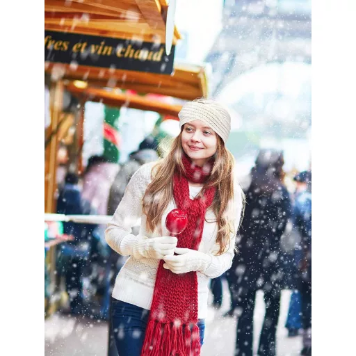 DRESHOW set de 4 bentițe de iarnă pentru femei, groase, tricotate, călduroase pentru urechi